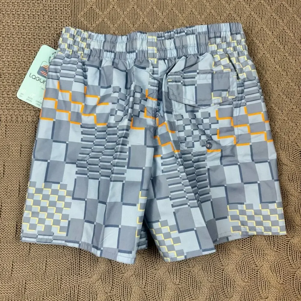 Laguna Boys Geometric Patterned Swim Trunk Shorts 10/12